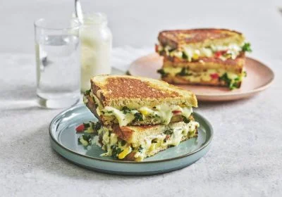 Grilled Cheese with Kale and Peppers
