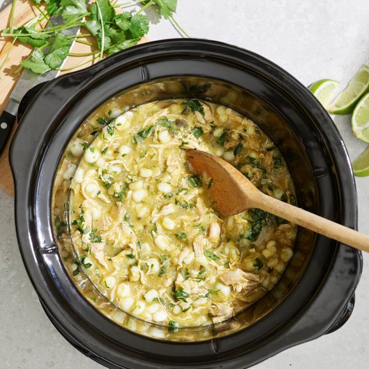 Slow Cooker Chicken Pozole Verde Savory