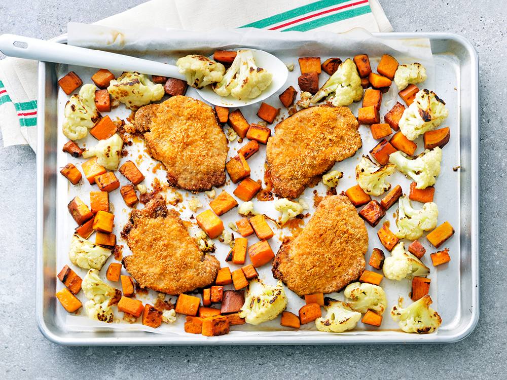 Crunchy Sheet Pan Pork Chops with Veggies | Savory