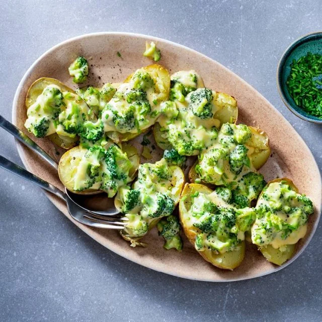 Broccoli and Cheese–Stuffed Baked Potatoes