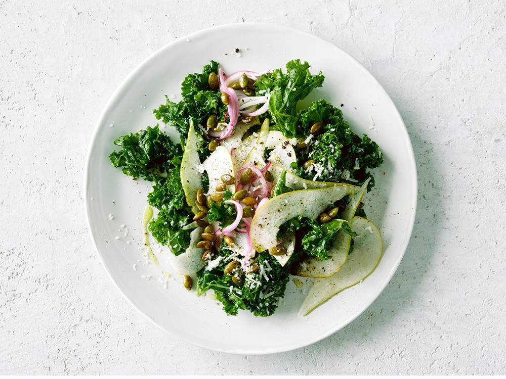 Fall Kale Salad with Pears and Pumpkin Seeds | Savory