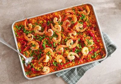 Sheet Pan Seafood and Chorizo Paella