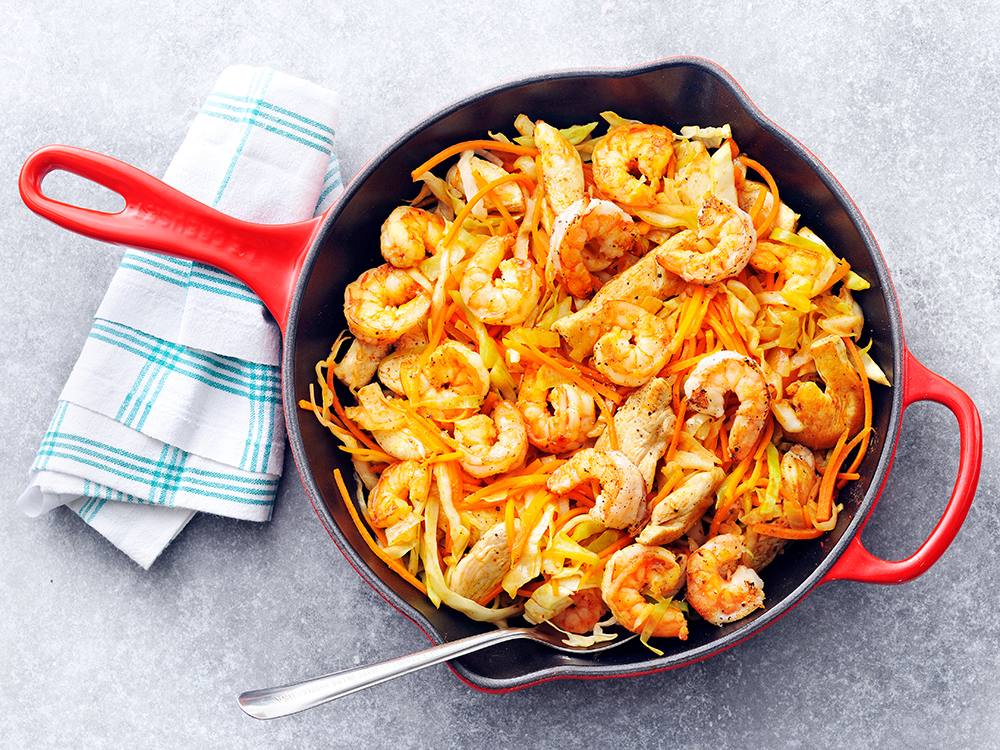 Chicken, Shrimp, and Cabbage Stir-Fry | Savory