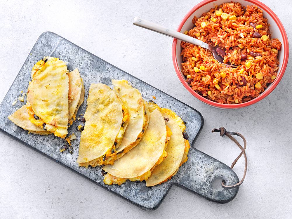 Sheet Pan Quesadillas with Butternut Squash and Black Beans | Savory