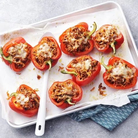 Rice and Ground Beef–Stuffed Bell Peppers