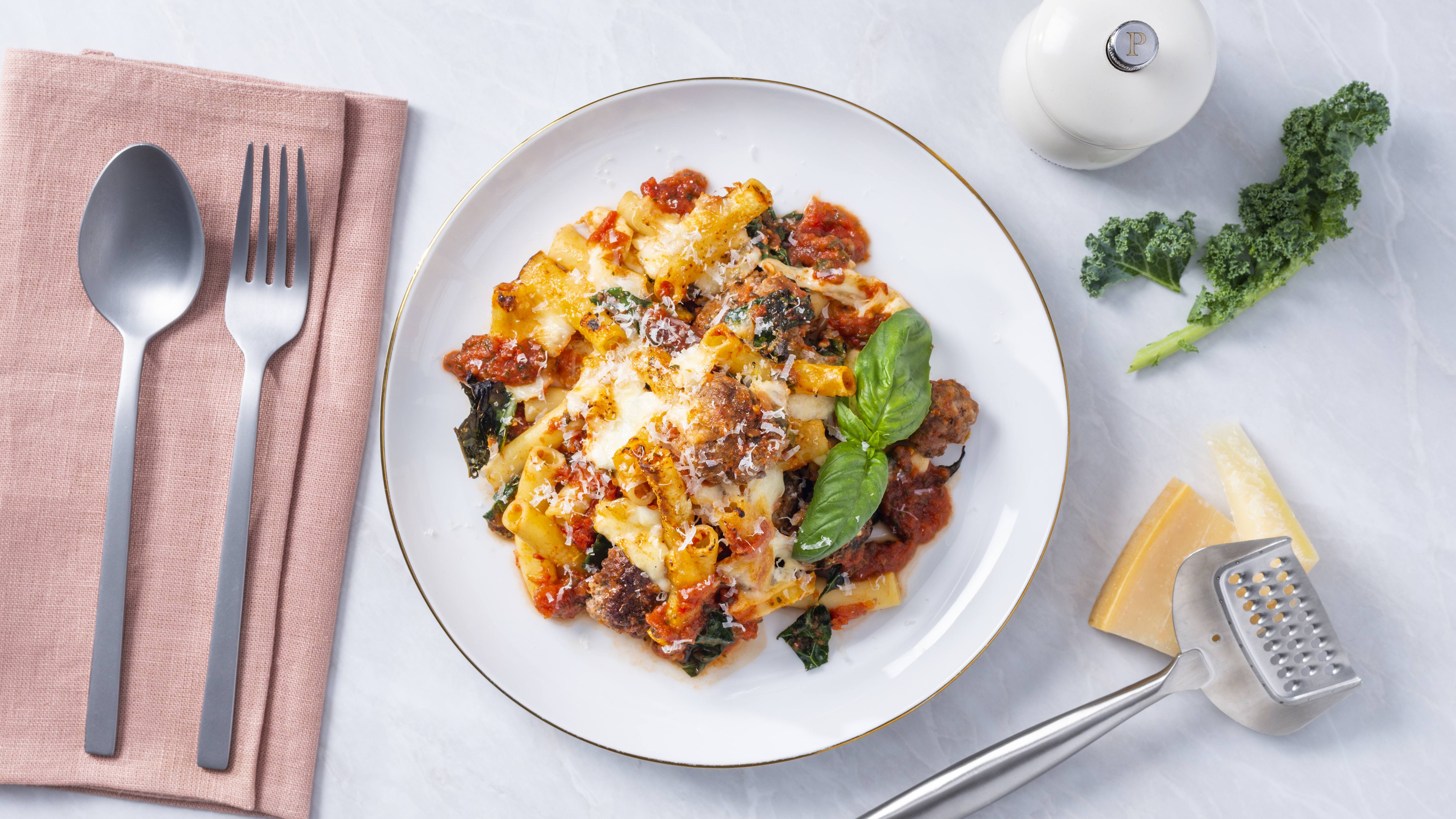 Ronzoni® Slow Cooker Ziti and Sausage Meatballs Savory