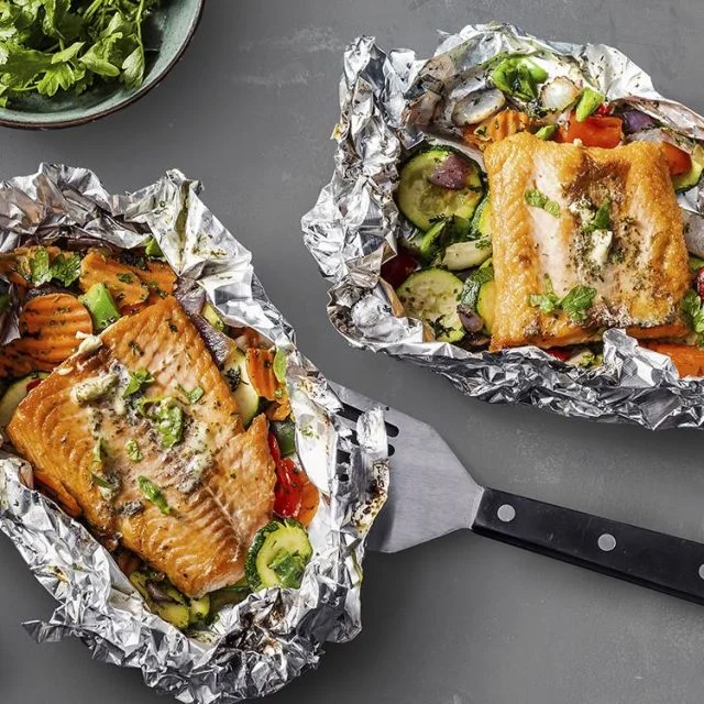 Salmon and Veggie Foil Packets