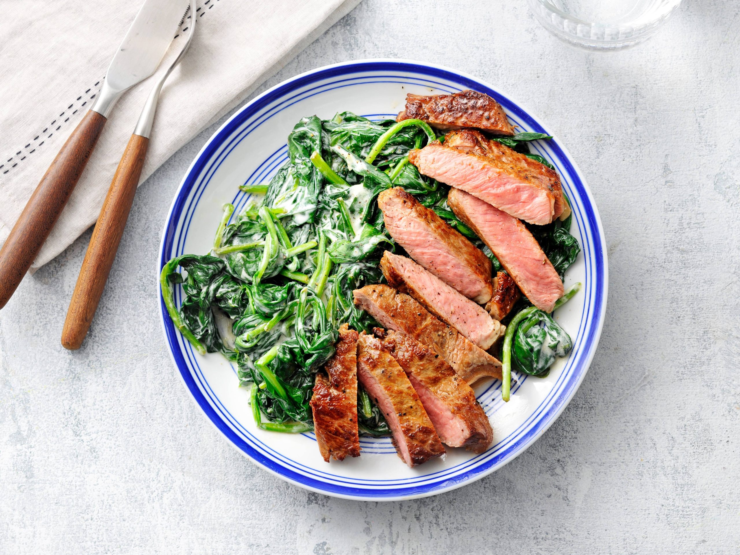 Broiled Steak with Light Creamed Spinach | Savory