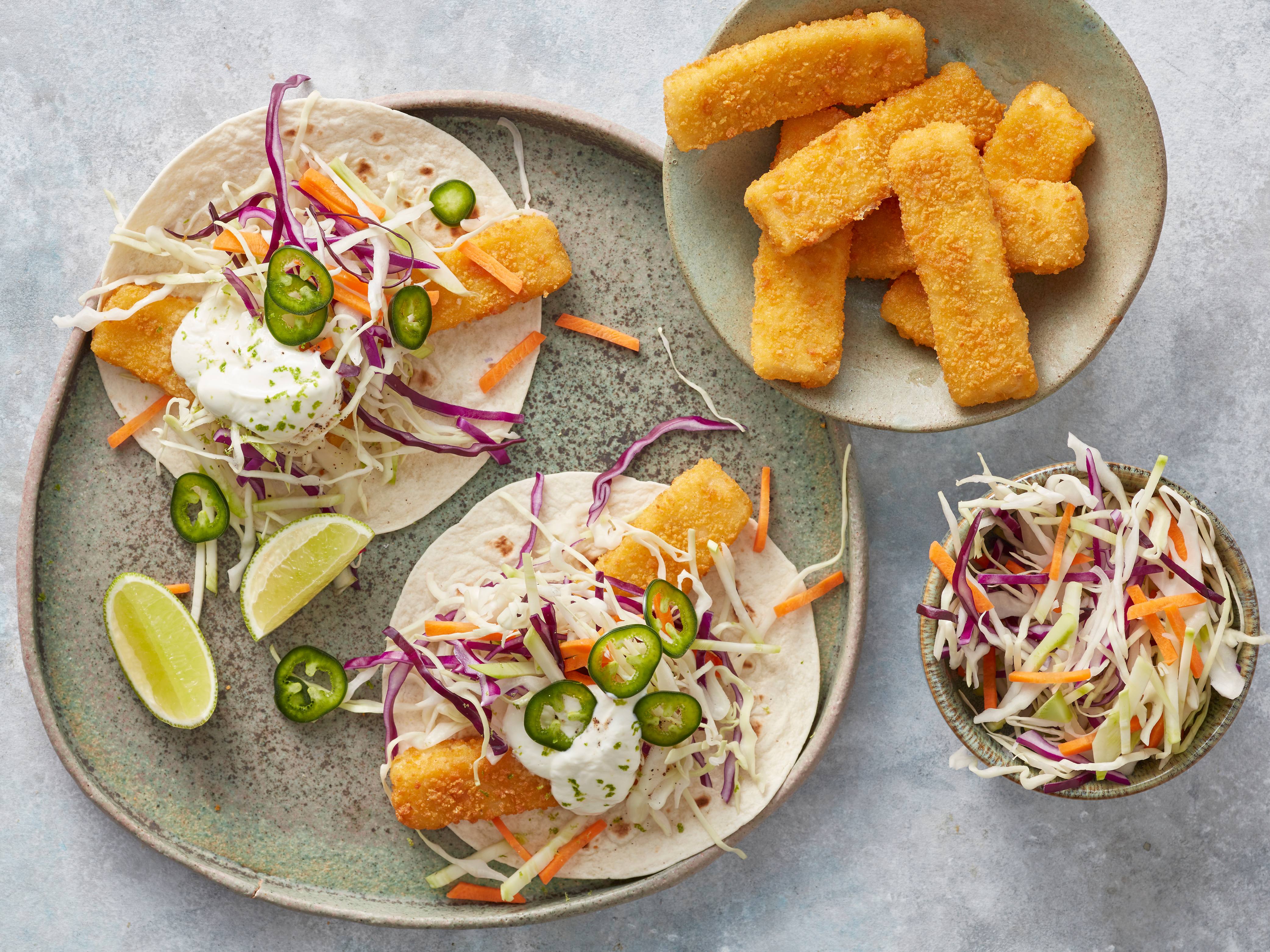 Air Fryer Fish Stick Tacos with Crema Savory