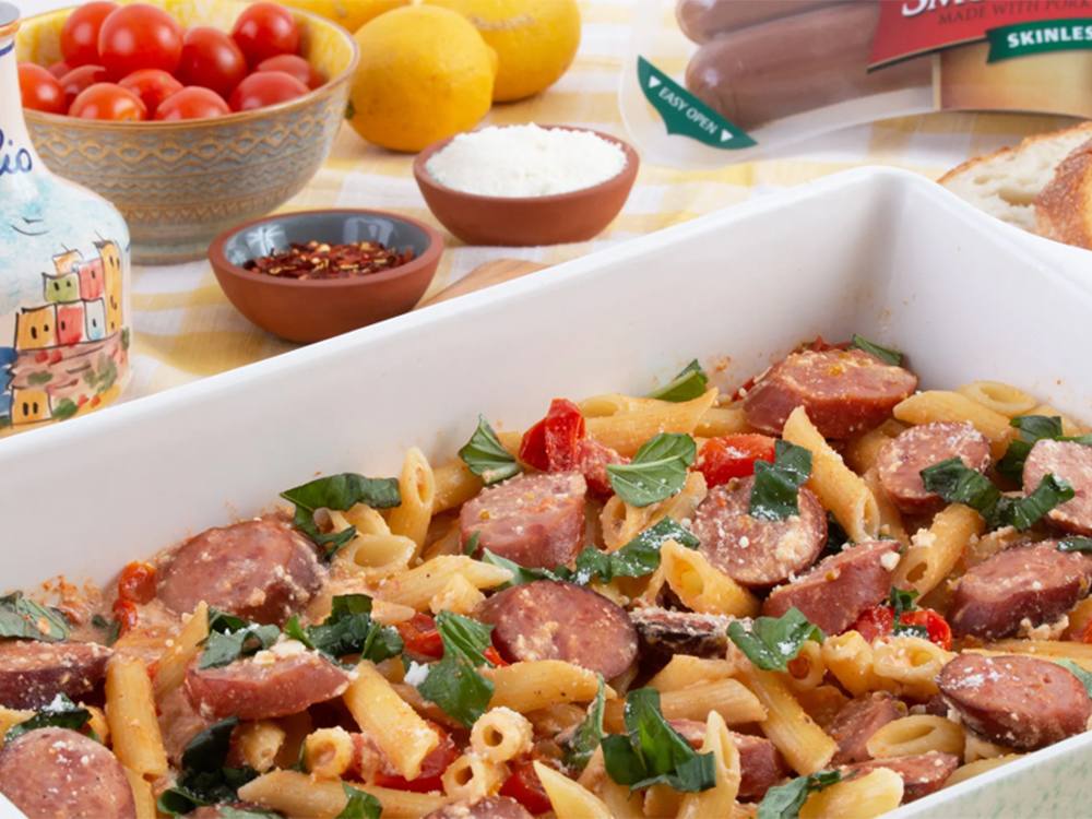 Eckrich® Feta and Sausage Pasta | Savory