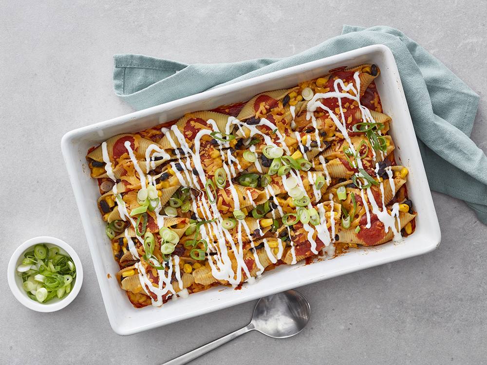 Black Bean and Corn Enchilada Stuffed Shells | Savory