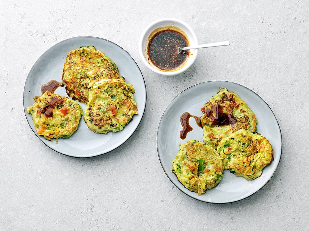 Veggie Fritters with Soy Dipping Sauce Savory