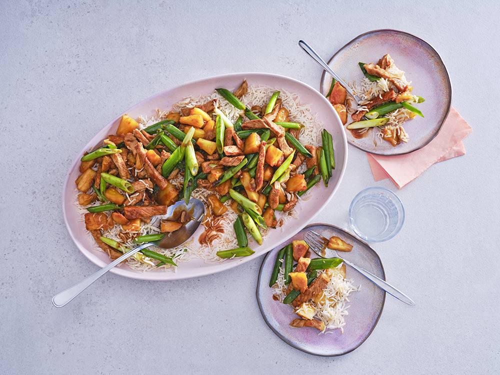 Teriyaki Pork and Pineapple with Rice | Savory