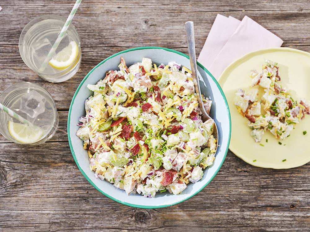 Bacon and Cheddar Loaded Potato Salad | Savory