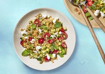 Farro Salad with Cherries, Cucumber, and Mint