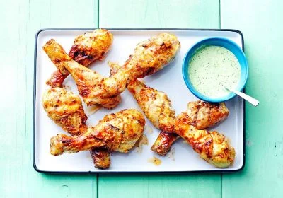 Peruvian-Style Drumsticks with Spicy Green Sauce