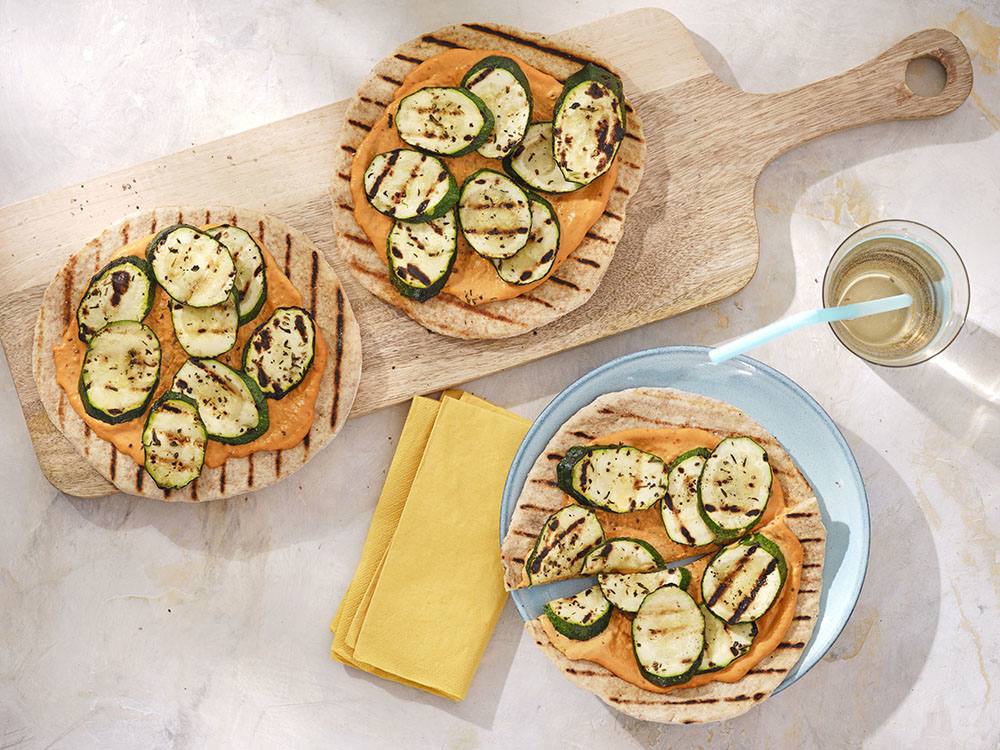 Grilled Hummus and Zucchini Pizza | Savory