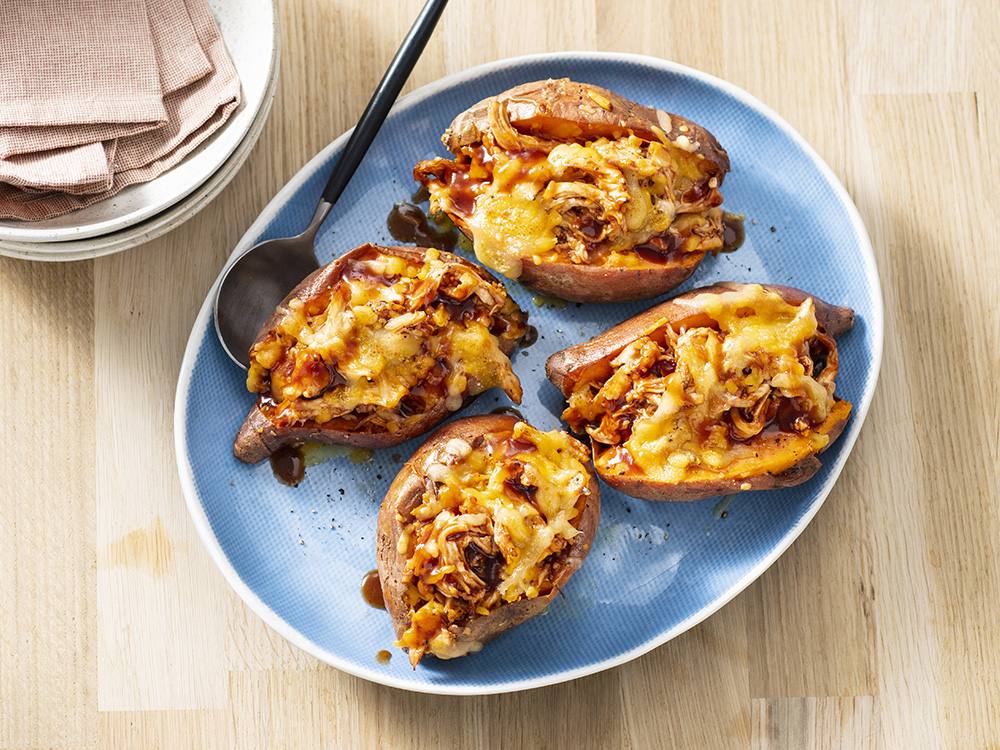 Air-Fried Barbecue Chicken–Stuffed Sweet Potatoes | Savory