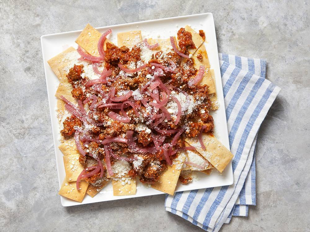 Ragu Nachos with Pickled Onions Savory