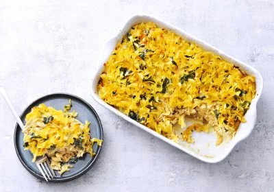 Spinach and Caramelized Onion Noodle Kugel