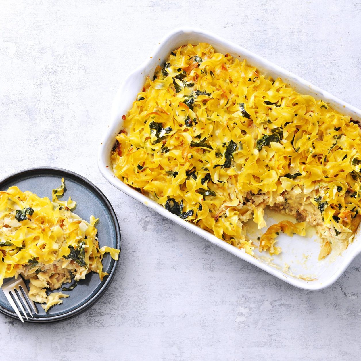 Spinach and Caramelized Onion Noodle Kugel Savory