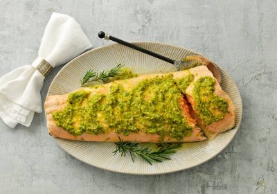 Oven-Poached Salmon with Pistachios and Horseradish 1
