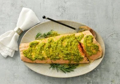 Oven-Poached Salmon with Pistachios and Horseradish 1