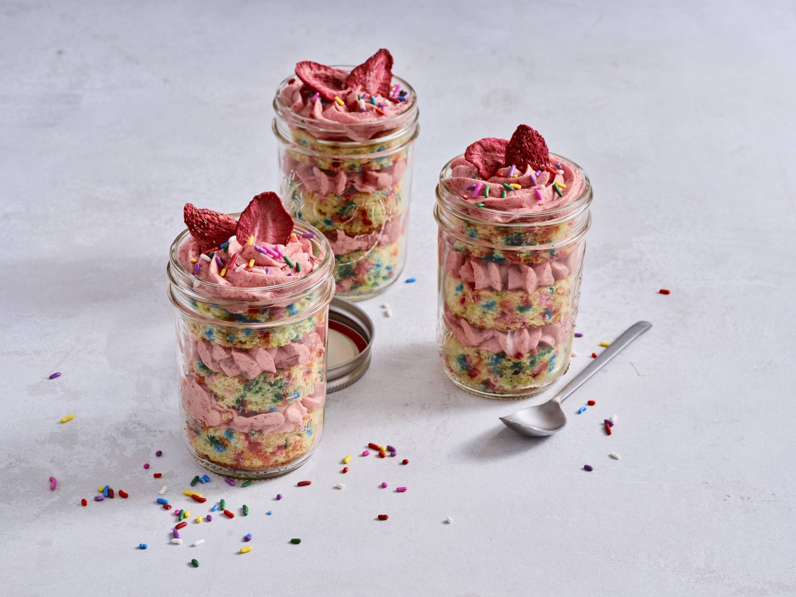 Strawberry Confetti Cake in Jars | Savory