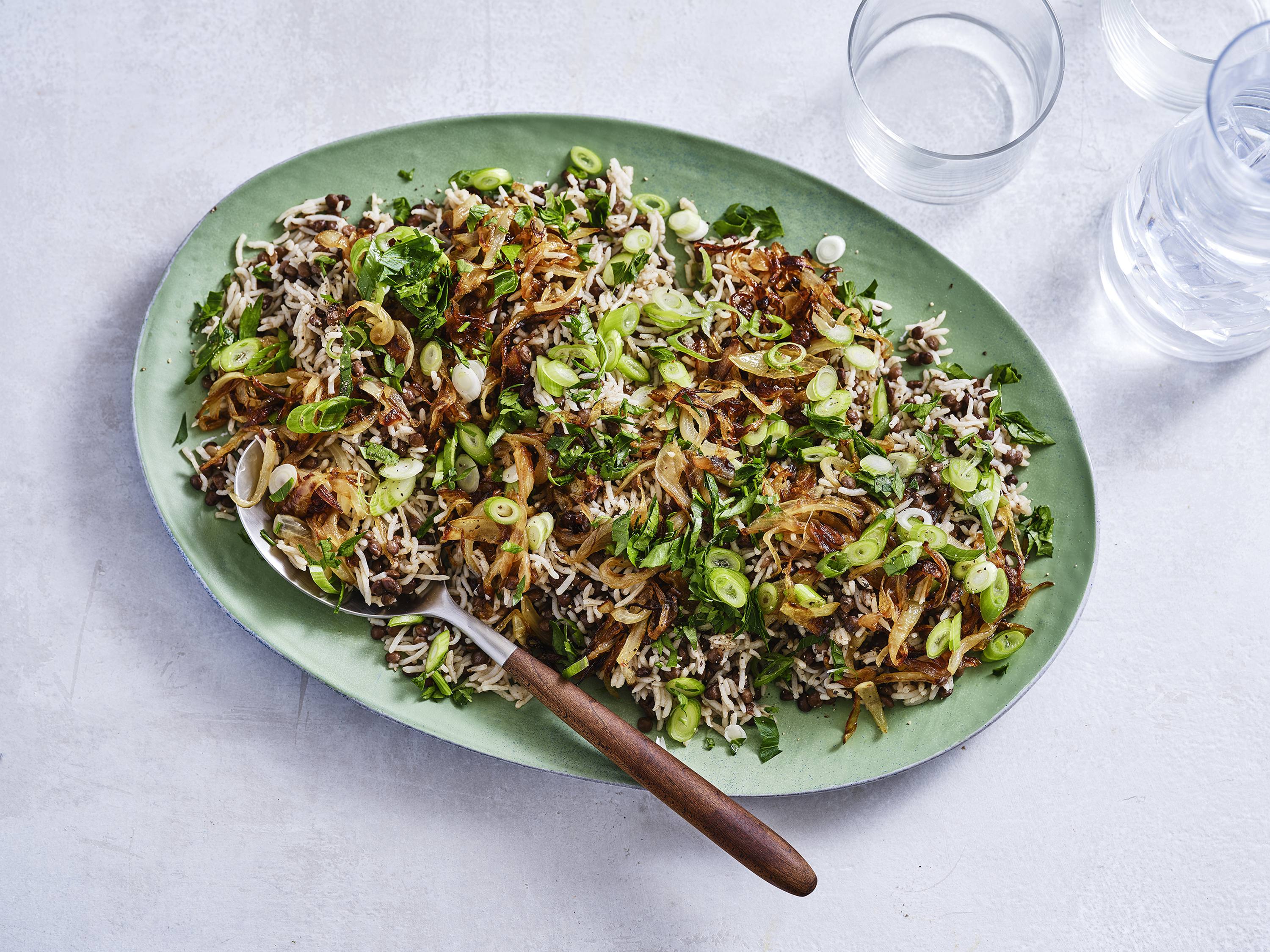 Lentils and Rice with Caramelized Onions Savory