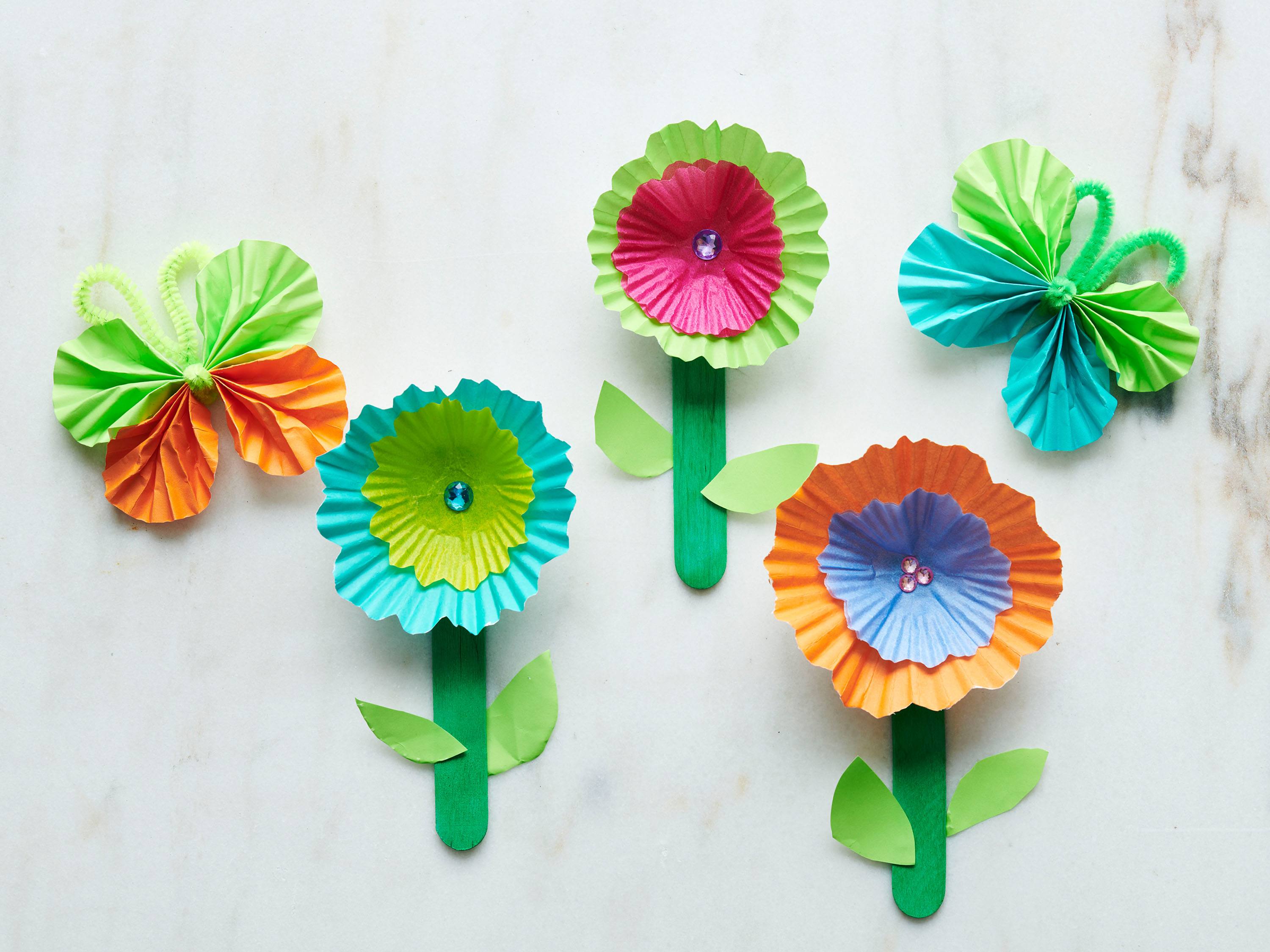 Butterfly and Flower Cupcake Liner Crafts