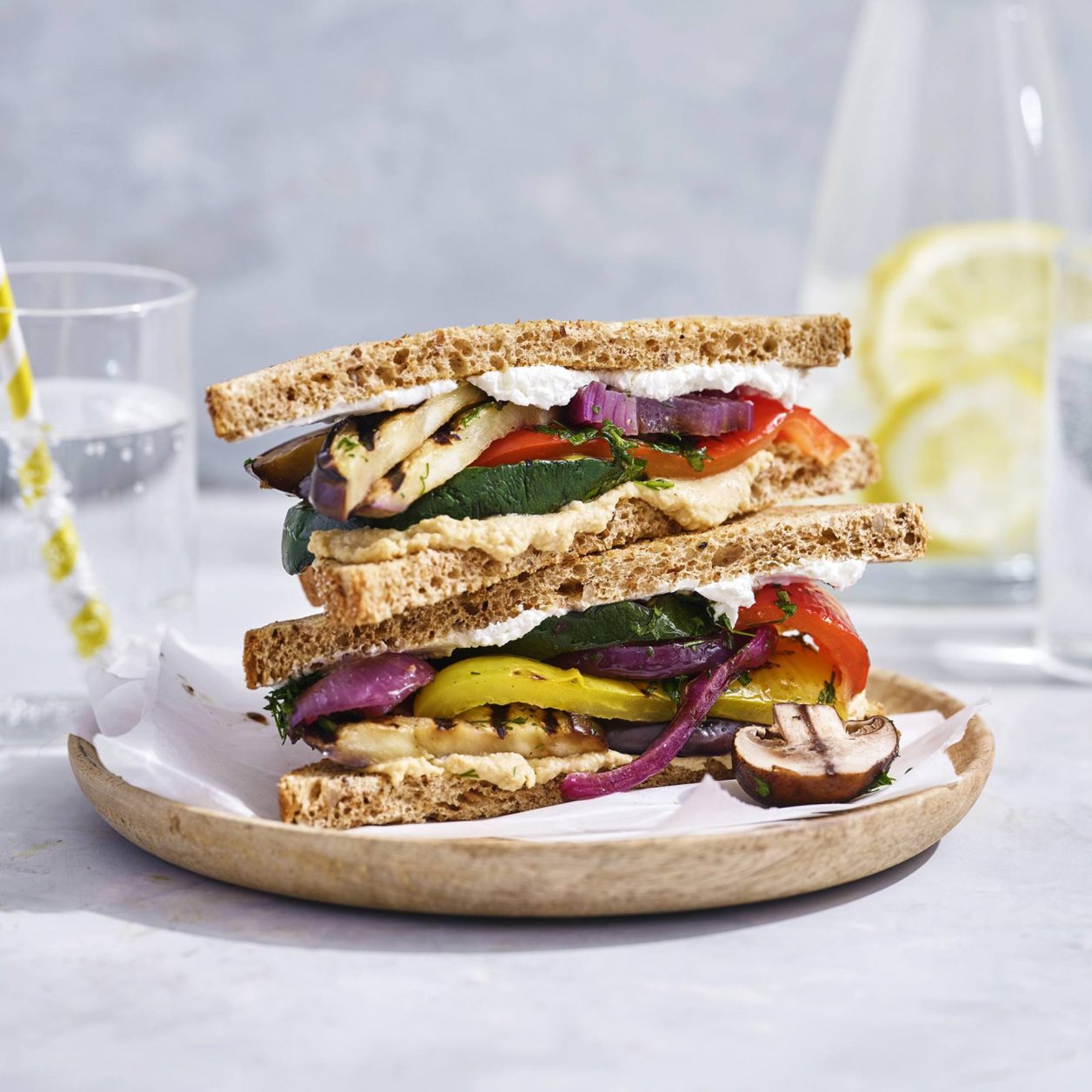 Hummus and Vegetable Sandwich Savory
