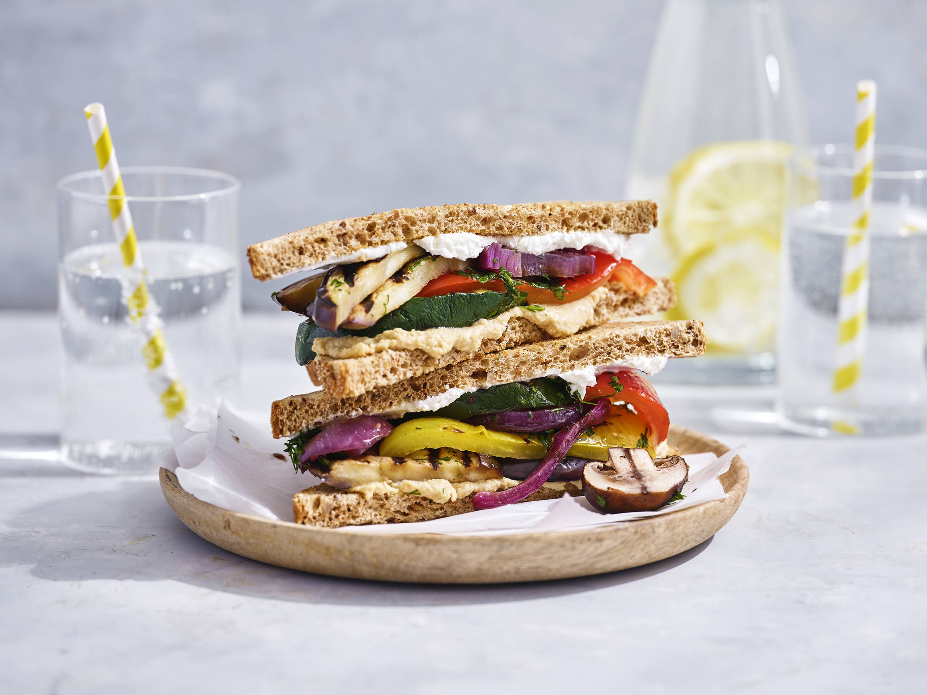 Hummus and Vegetable Sandwich Savory