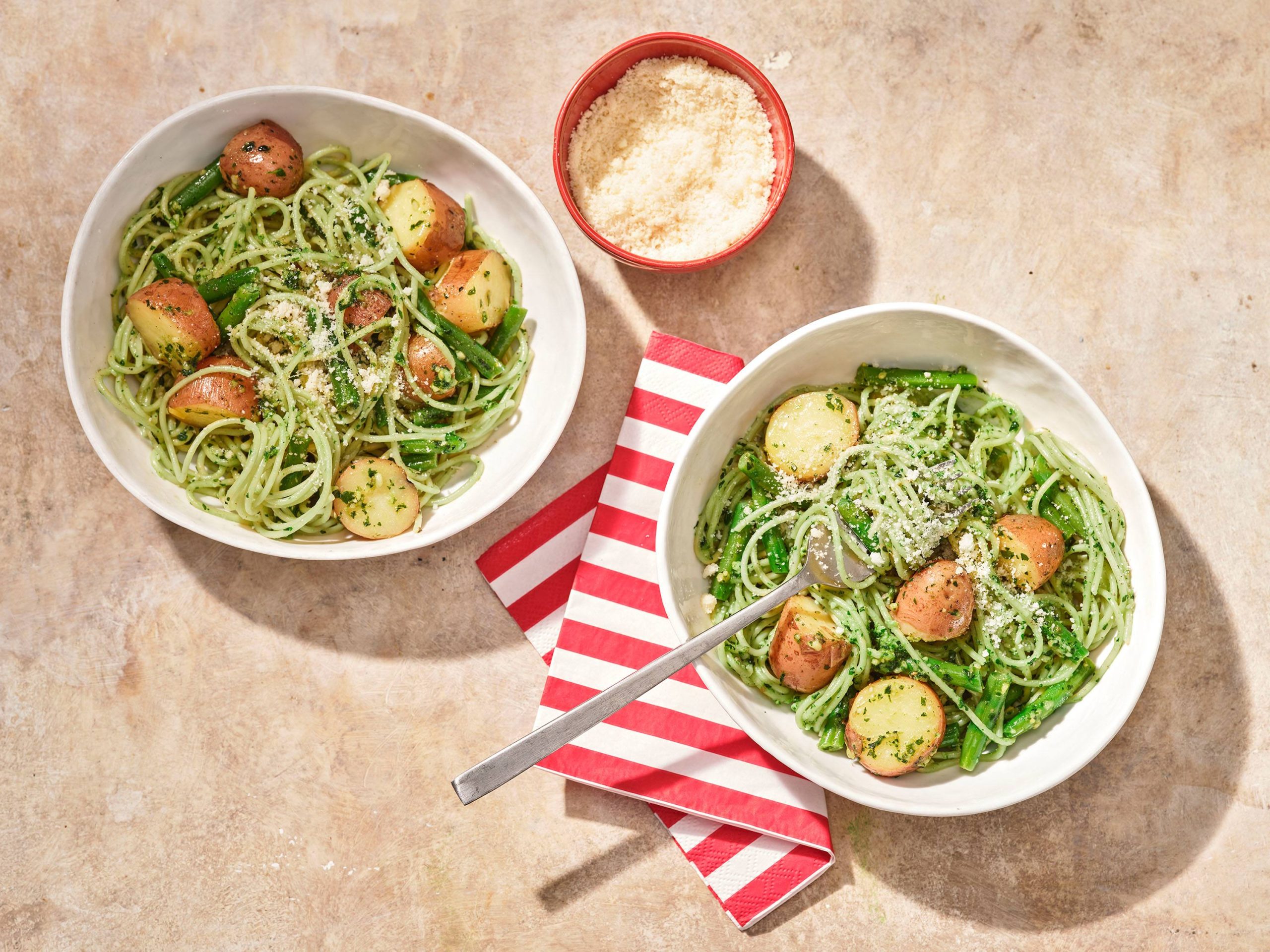 Pesto Pasta with Green Beans and Potatoes | Savory