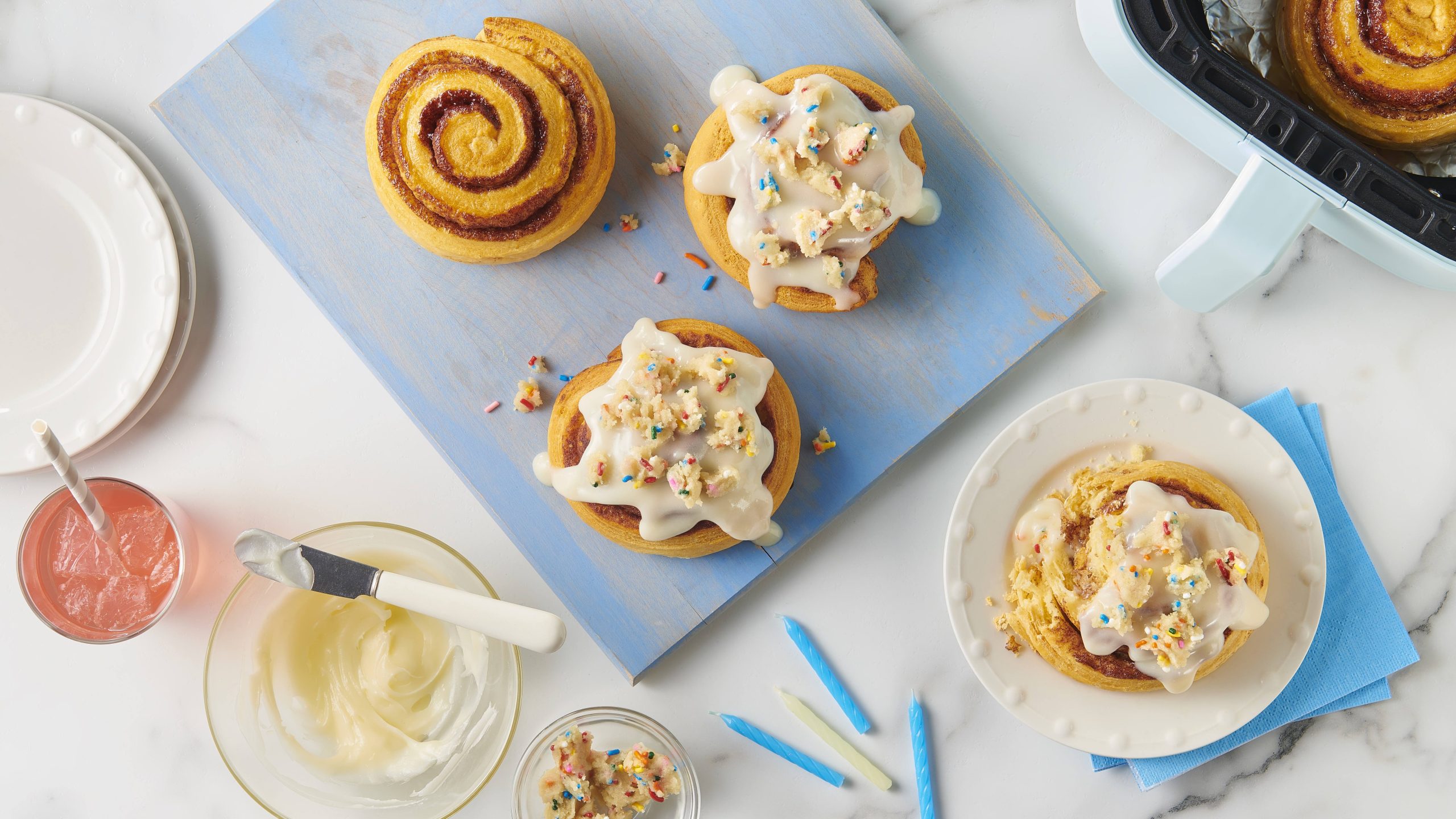 Pillsbury™ Air Fryer Birthday Cake Cinnamon Rolls | Savory