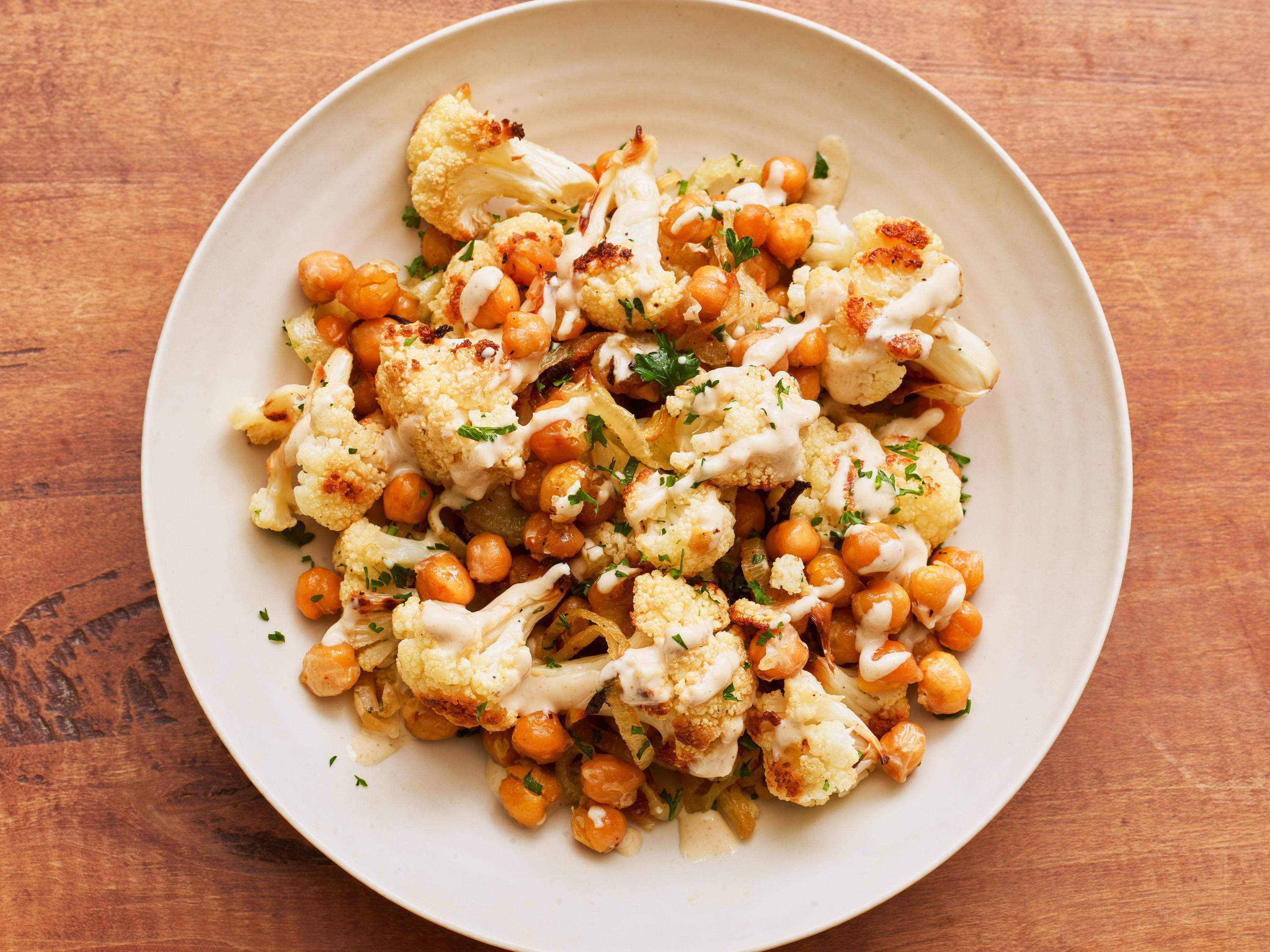 Roasted Cauliflower Chickpea Salad Savory