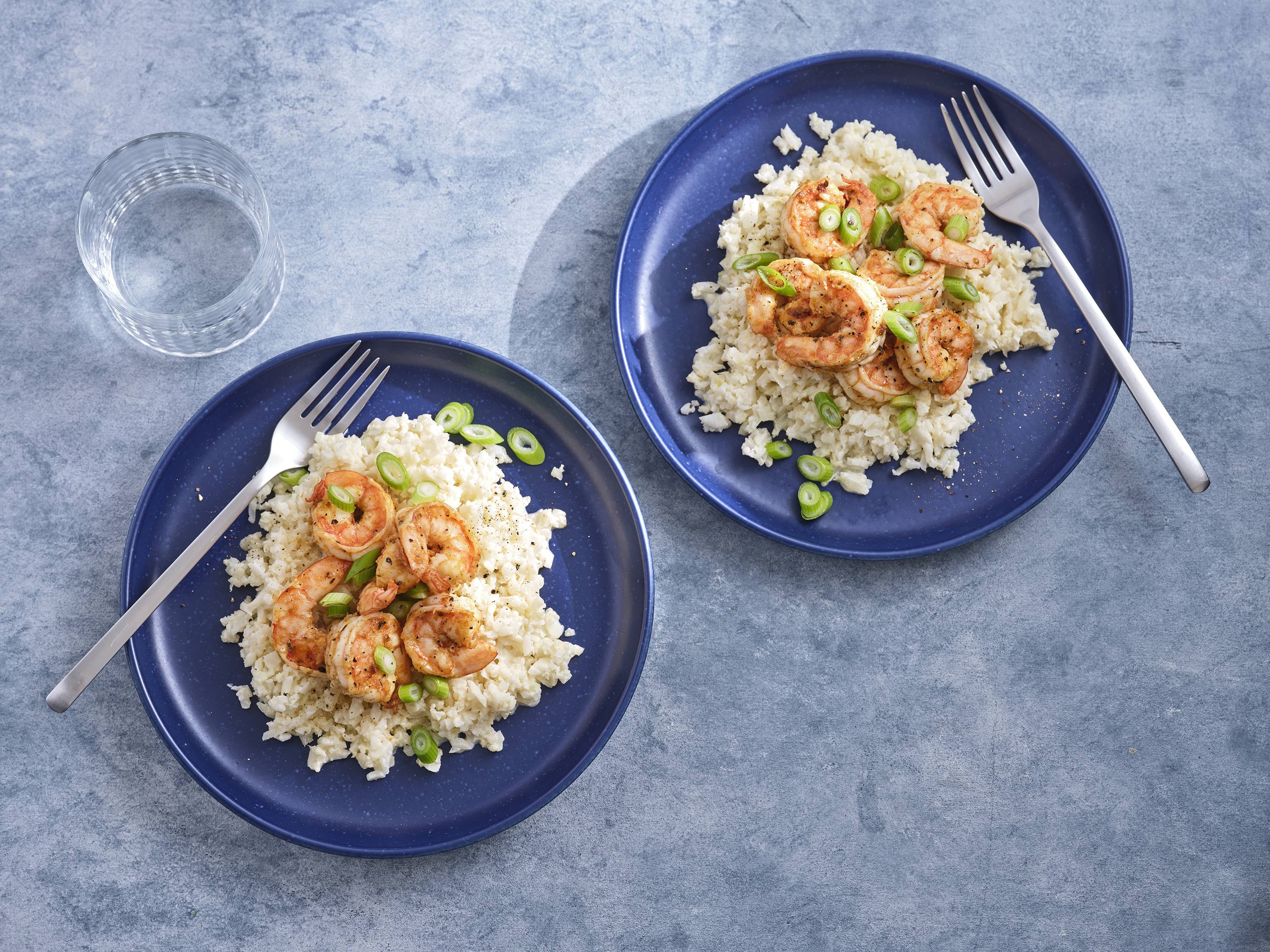 Shrimp and Cauliflower “Grits” Savory