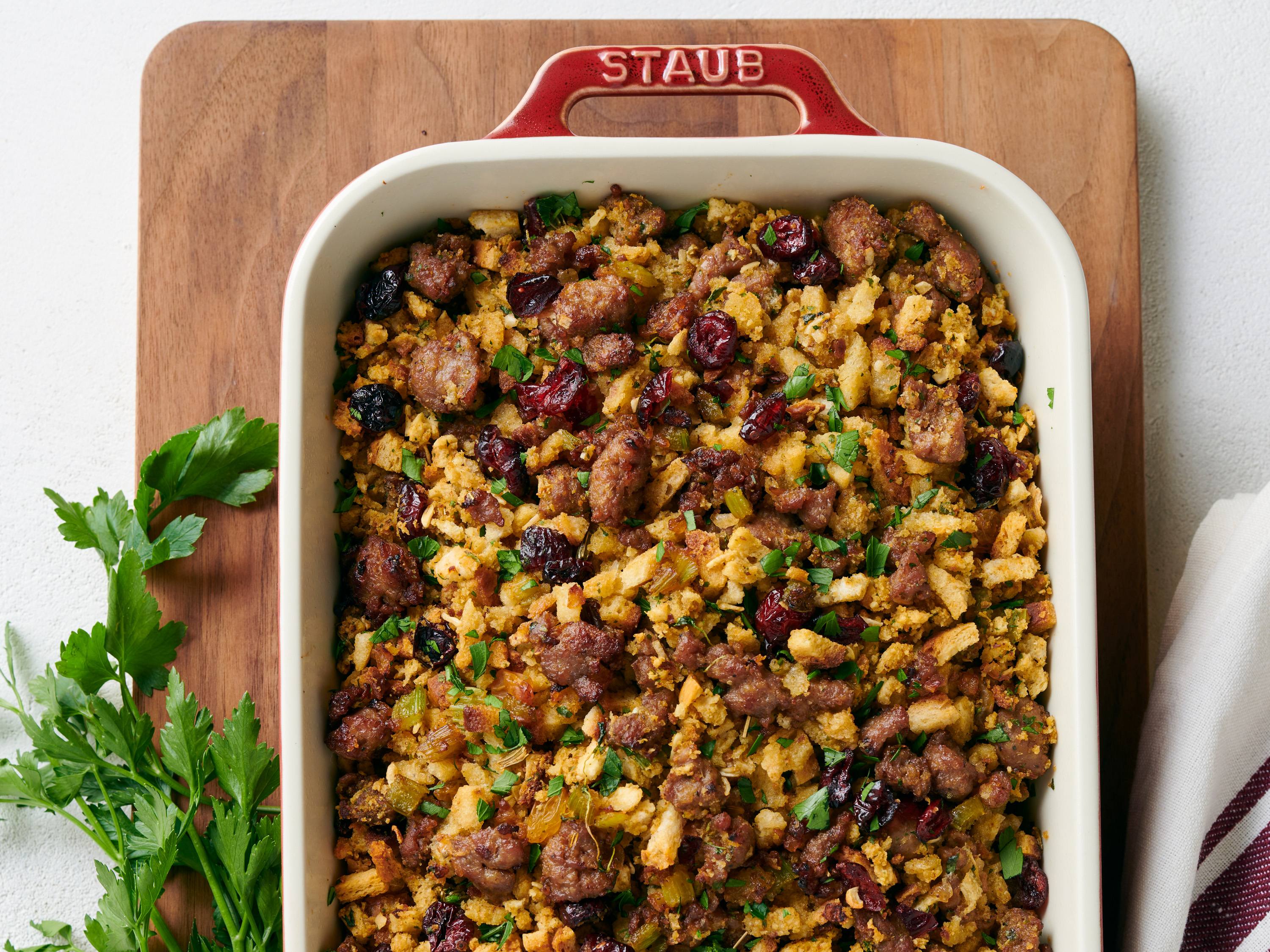 Sausage, Herb, and Cranberry Stuffing Savory
