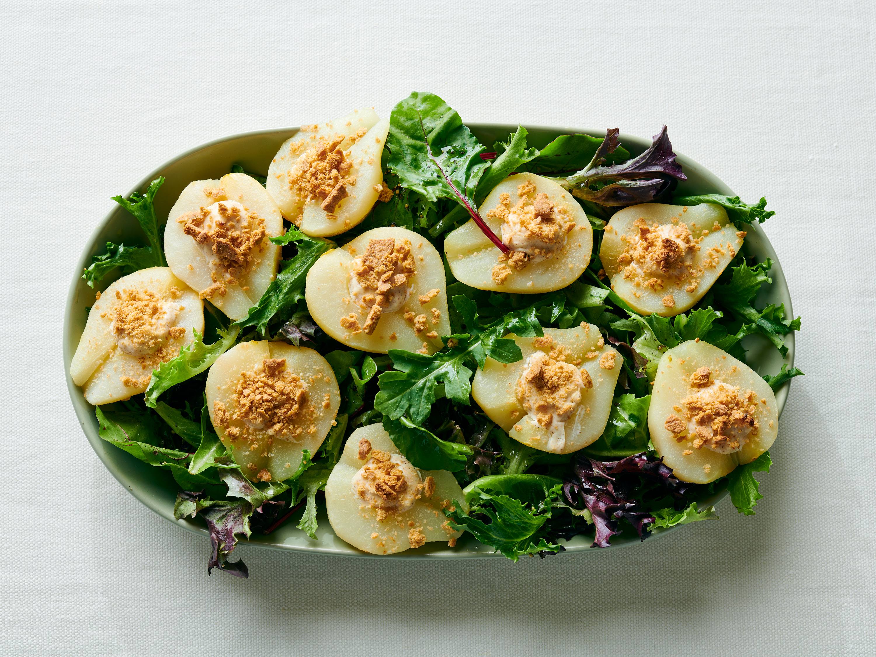 Green Salad with Cream CheeseStuffed Pears Savory