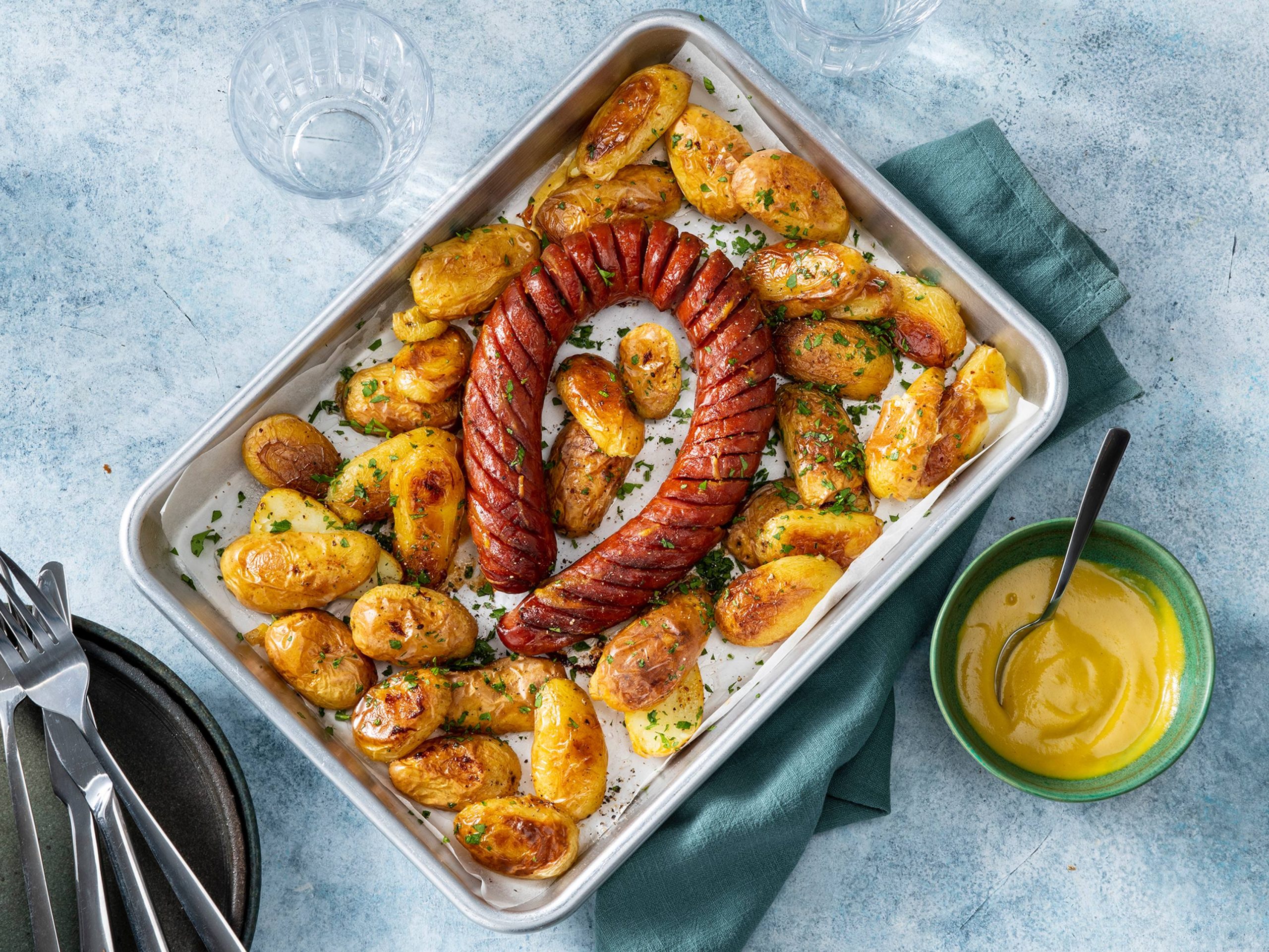 Hasselback Kielbasa with Potatoes | Savory