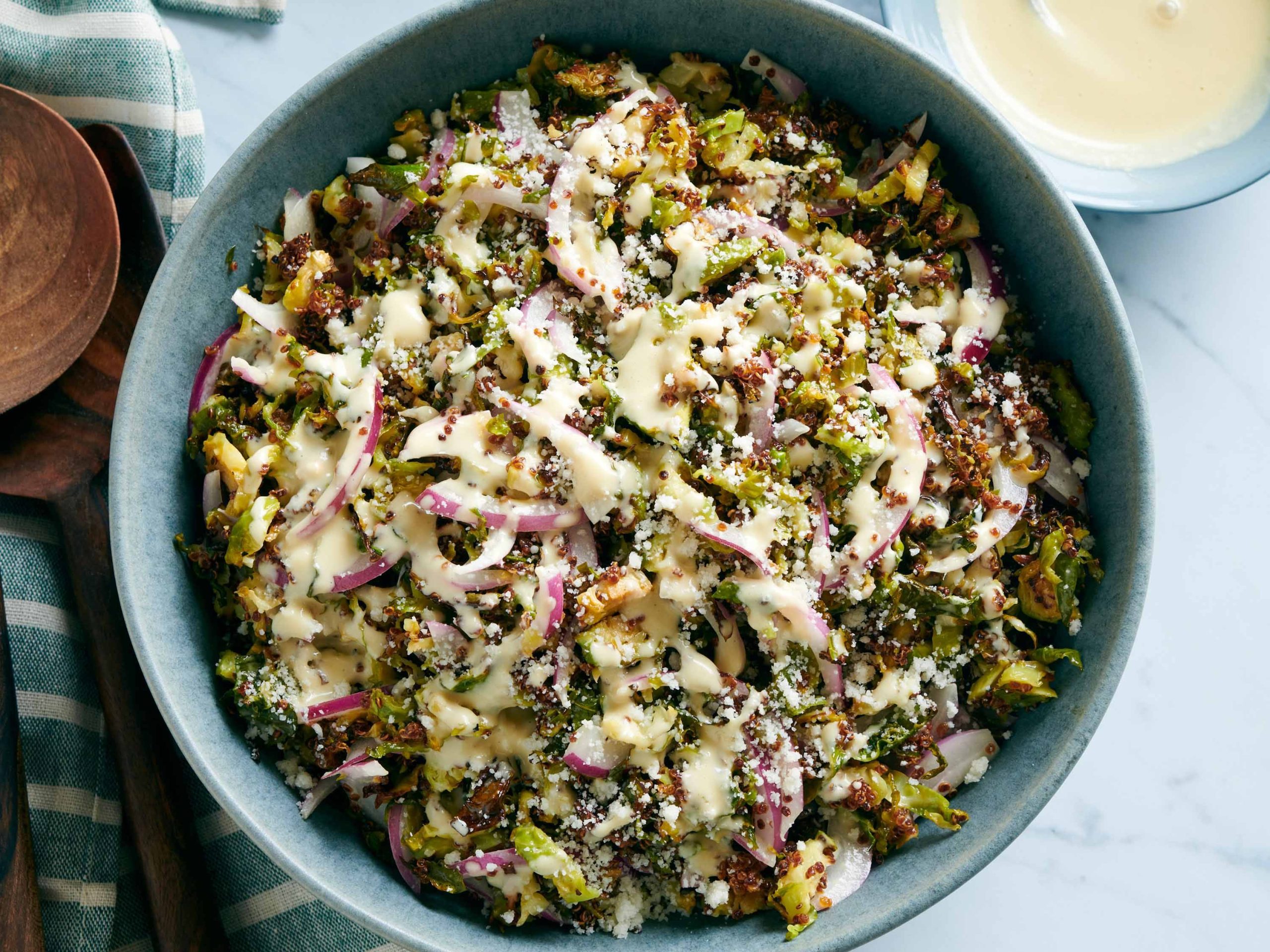 Brussels Sprouts Caesar Salad with Crispy Quinoa | Savory