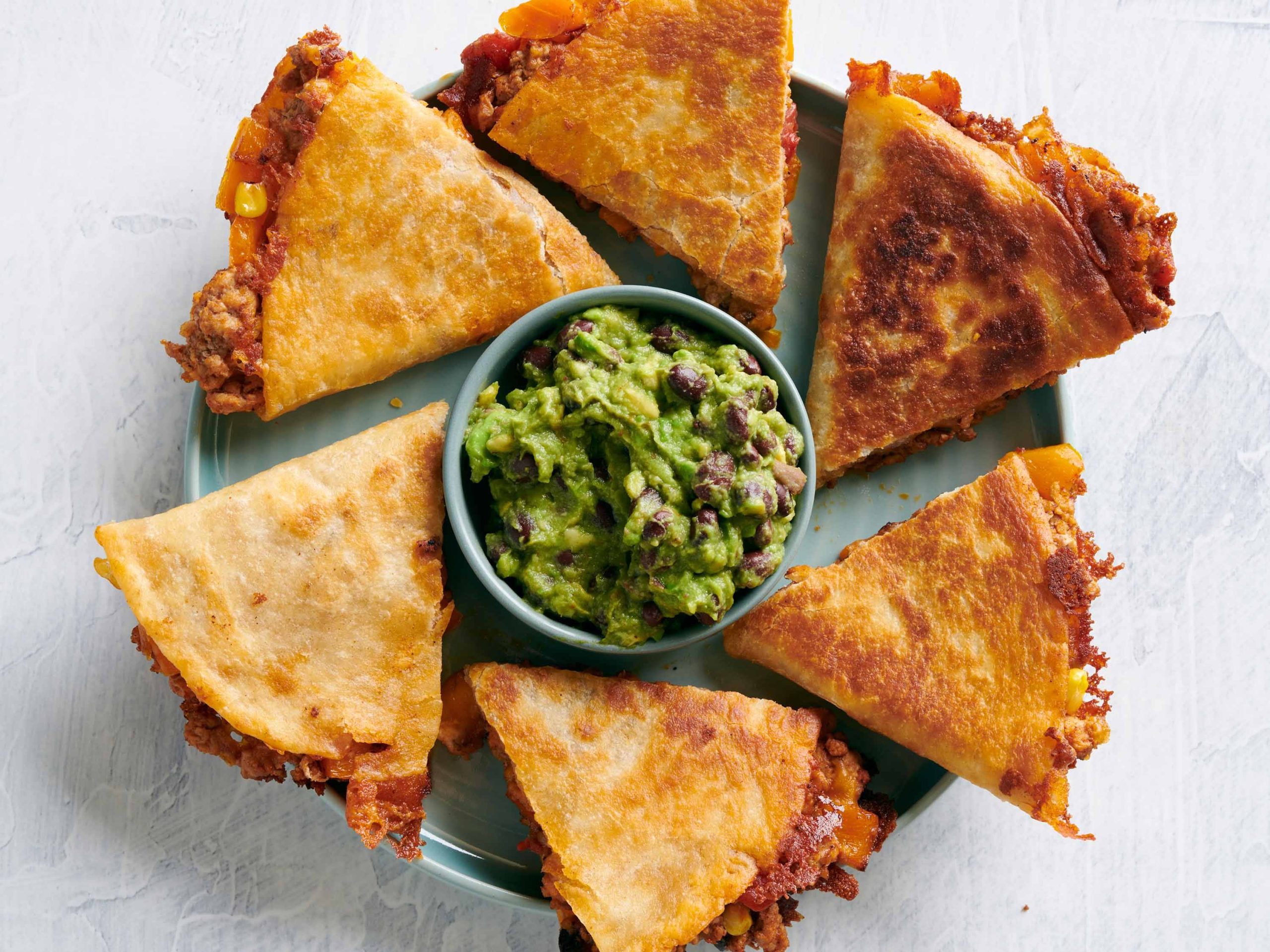 Turkey Quesadillas with Black Bean Guacamole | Savory