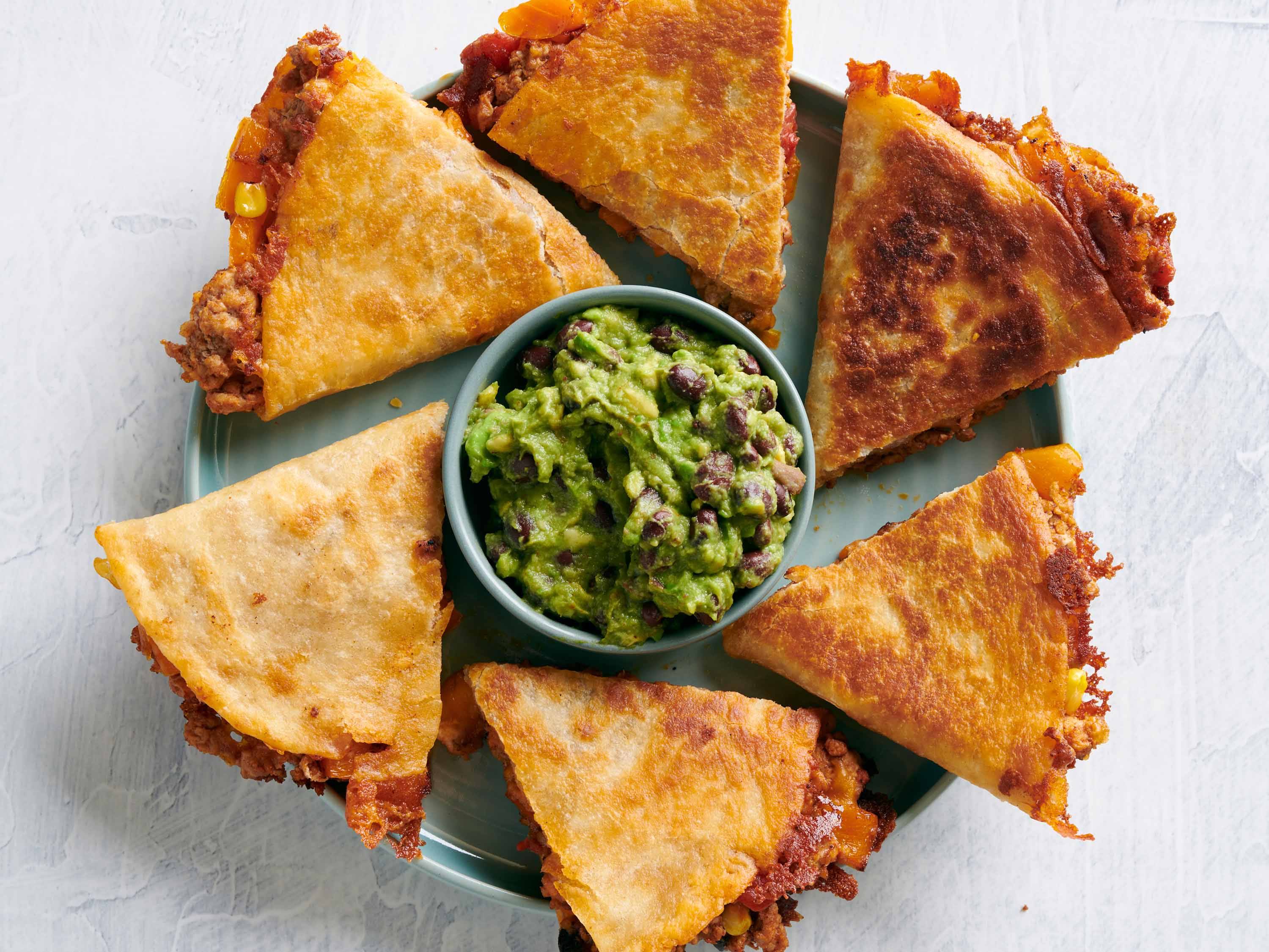 Turkey Quesadillas with Black Bean Guacamole Savory