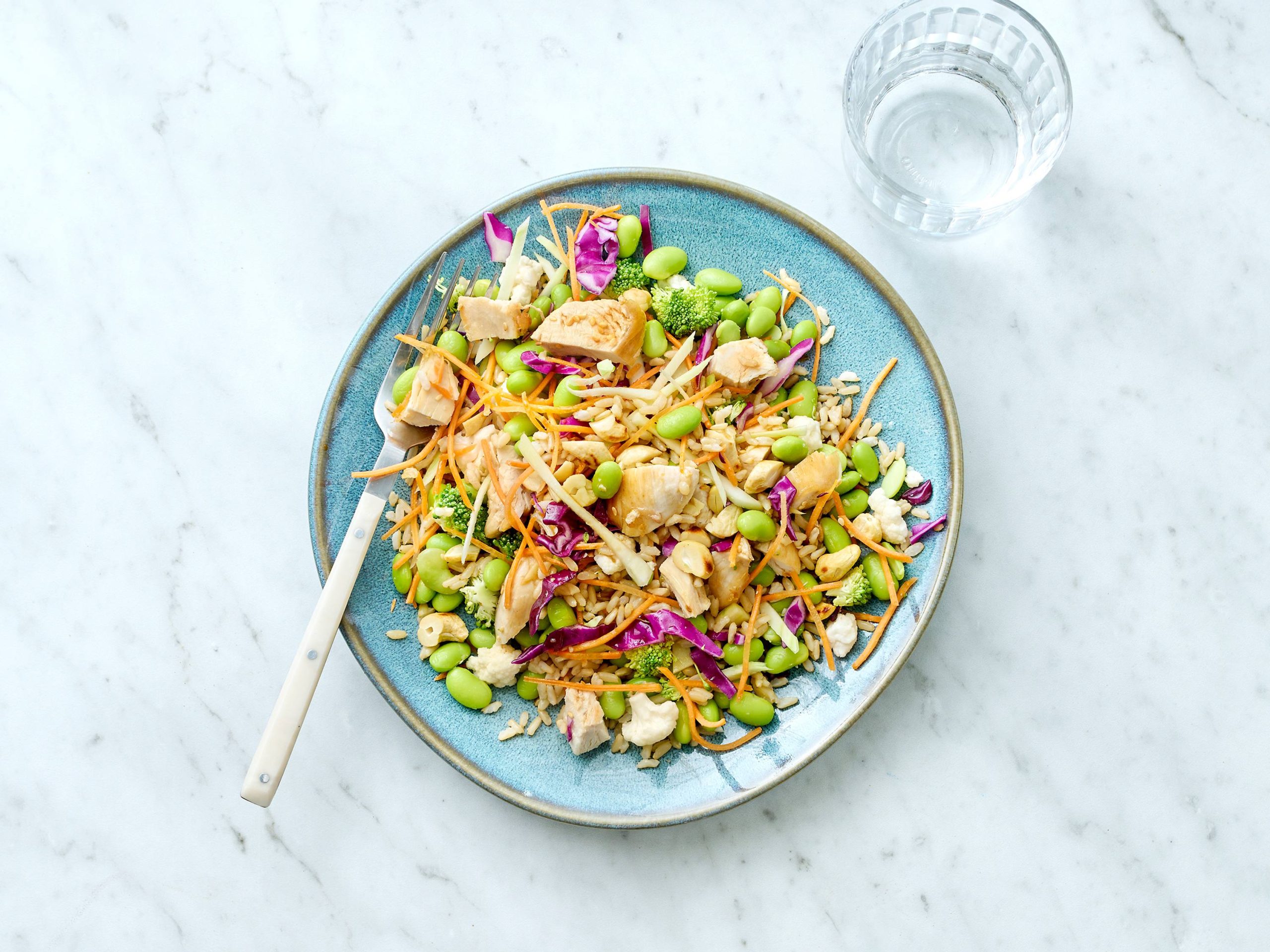 Sesame Chicken and Rice Salad with Edamame | Savory