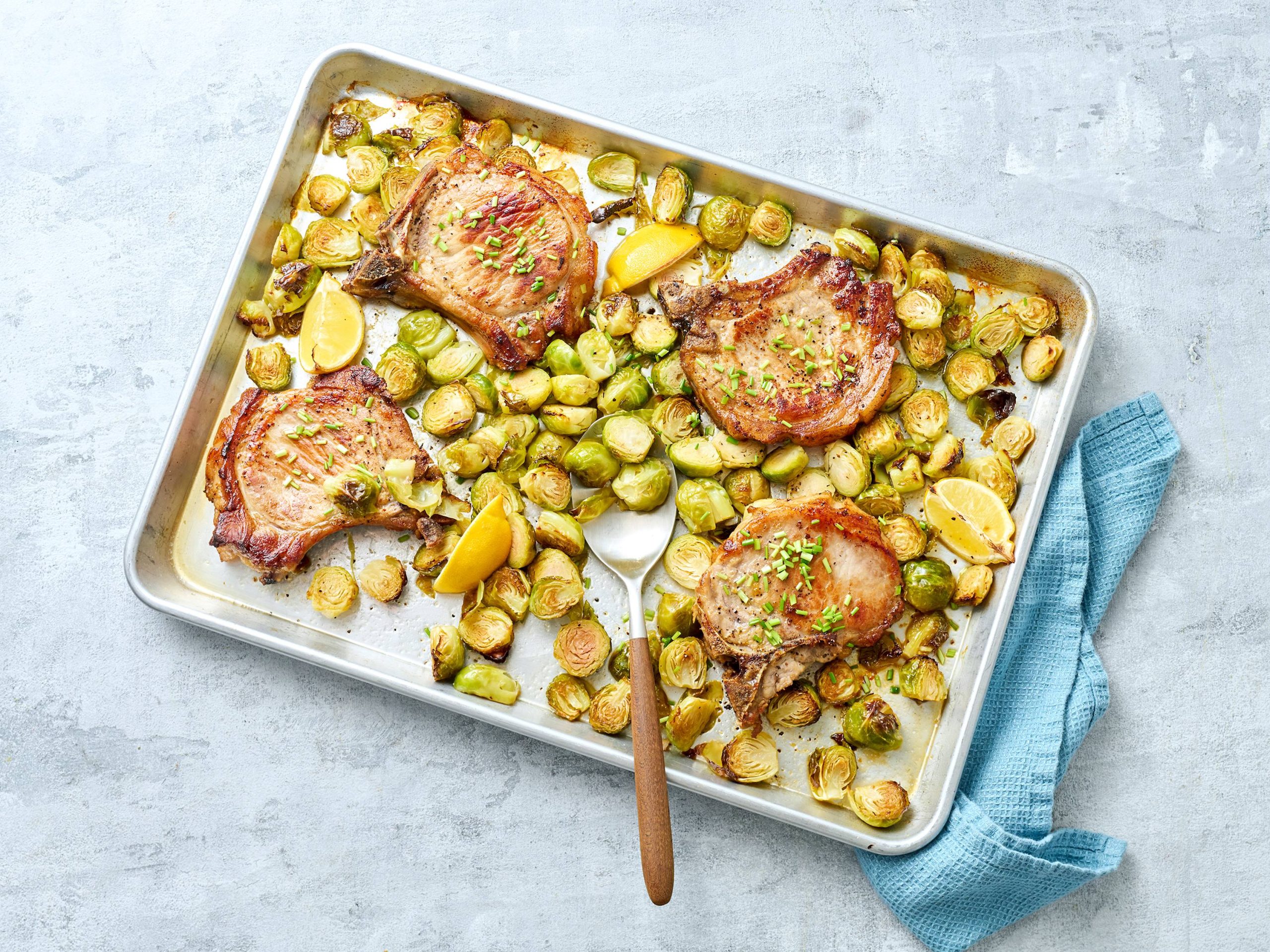 Sheet Pan Pork Chops with Brussels Sprouts | Savory