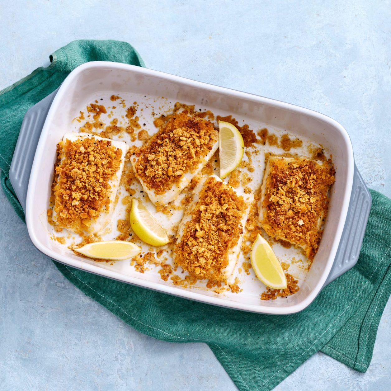 Baked Cod with Cracker Crumb Topping Savory