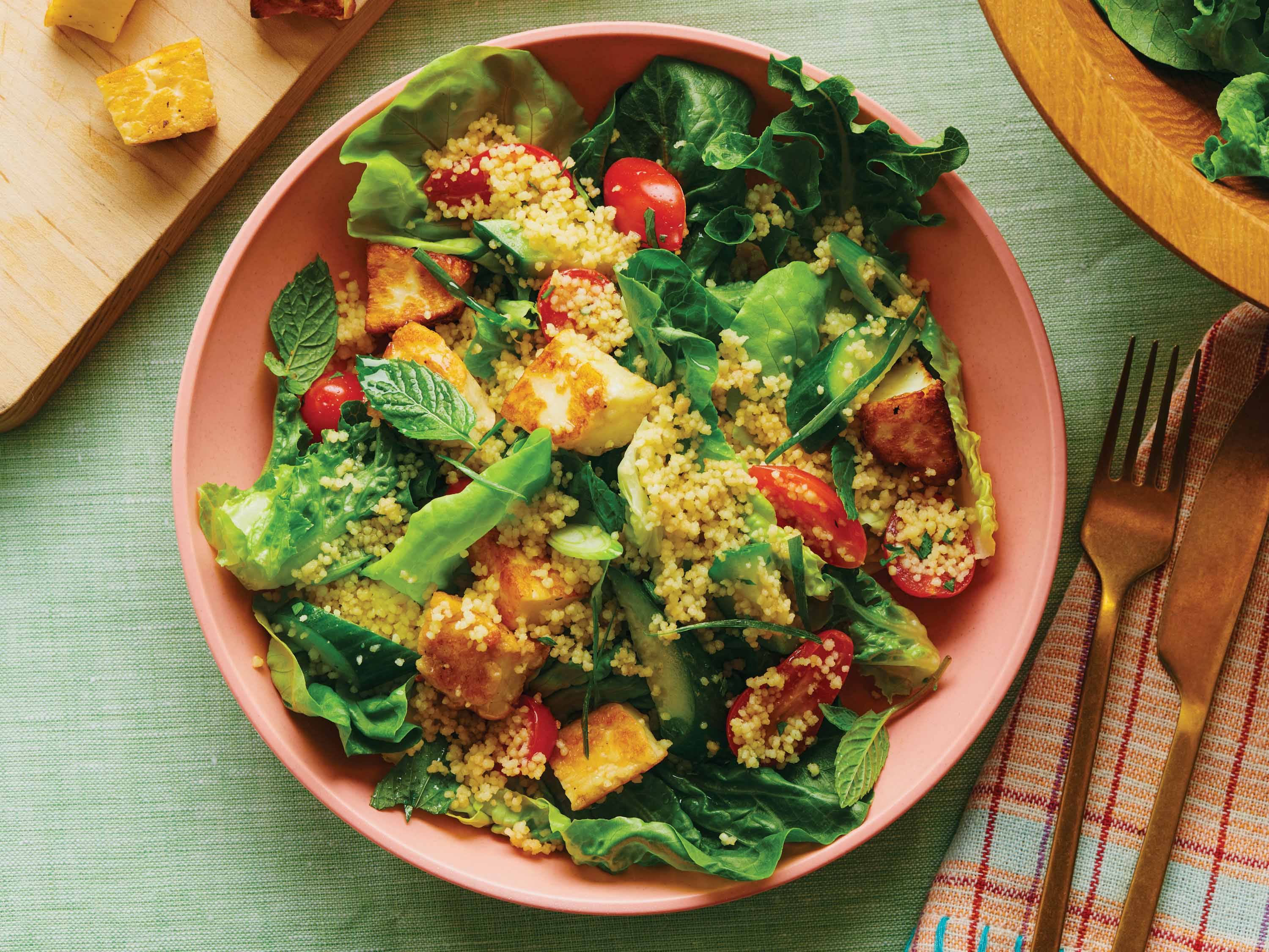 Halloumi Couscous Salad with Balsamic Vinaigrette Savory