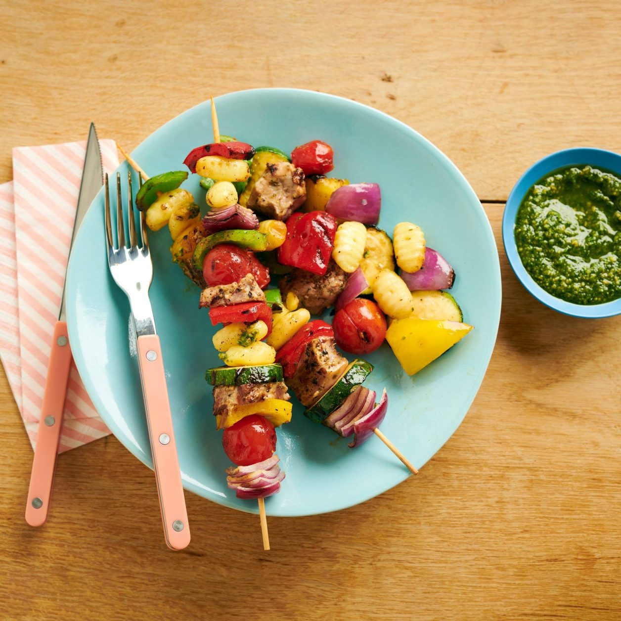 Pork and Gnocchi Kabobs Savory