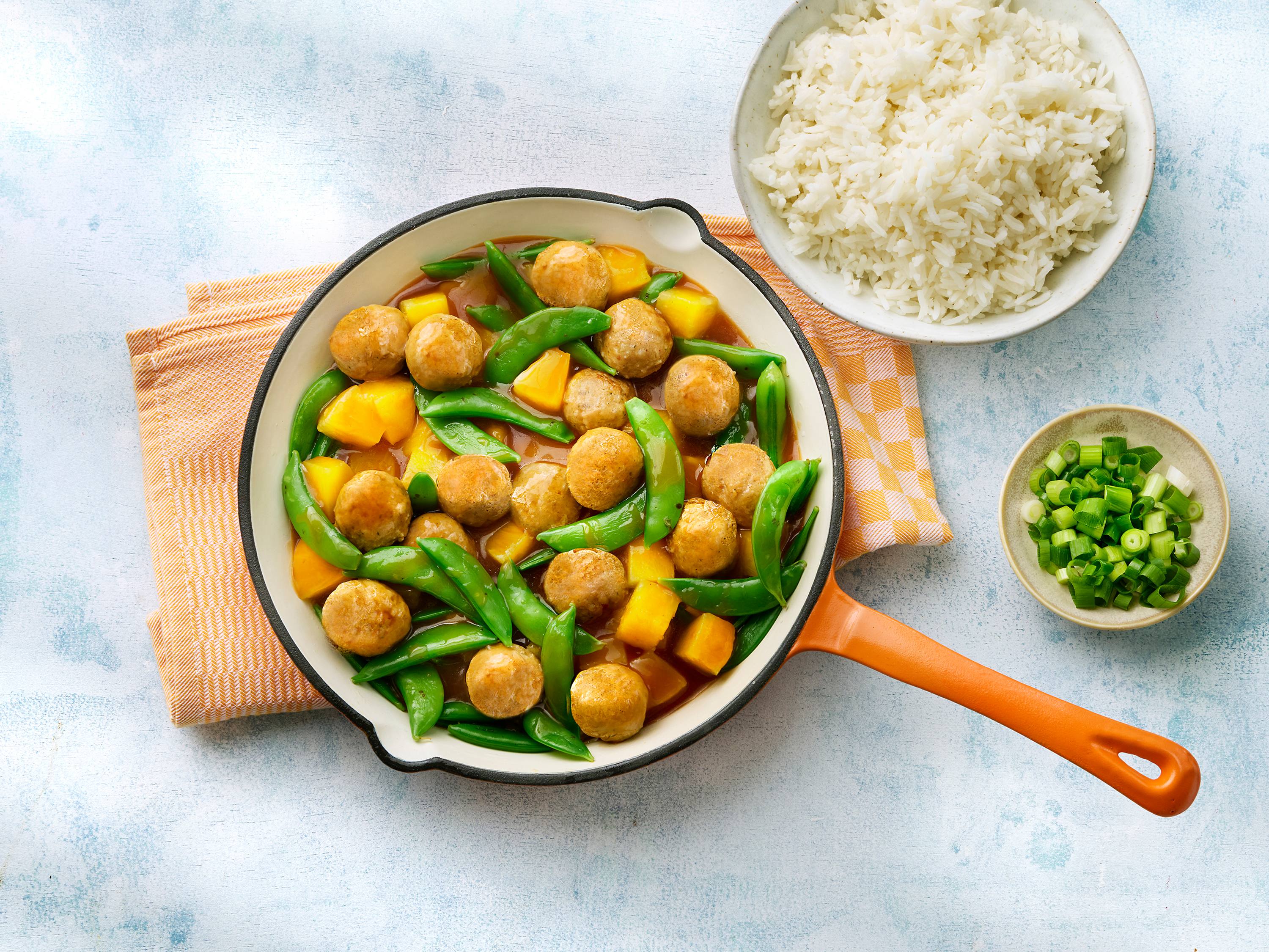 Sweet-and-Sour Meatballs with Sugar Snap Peas | Savory