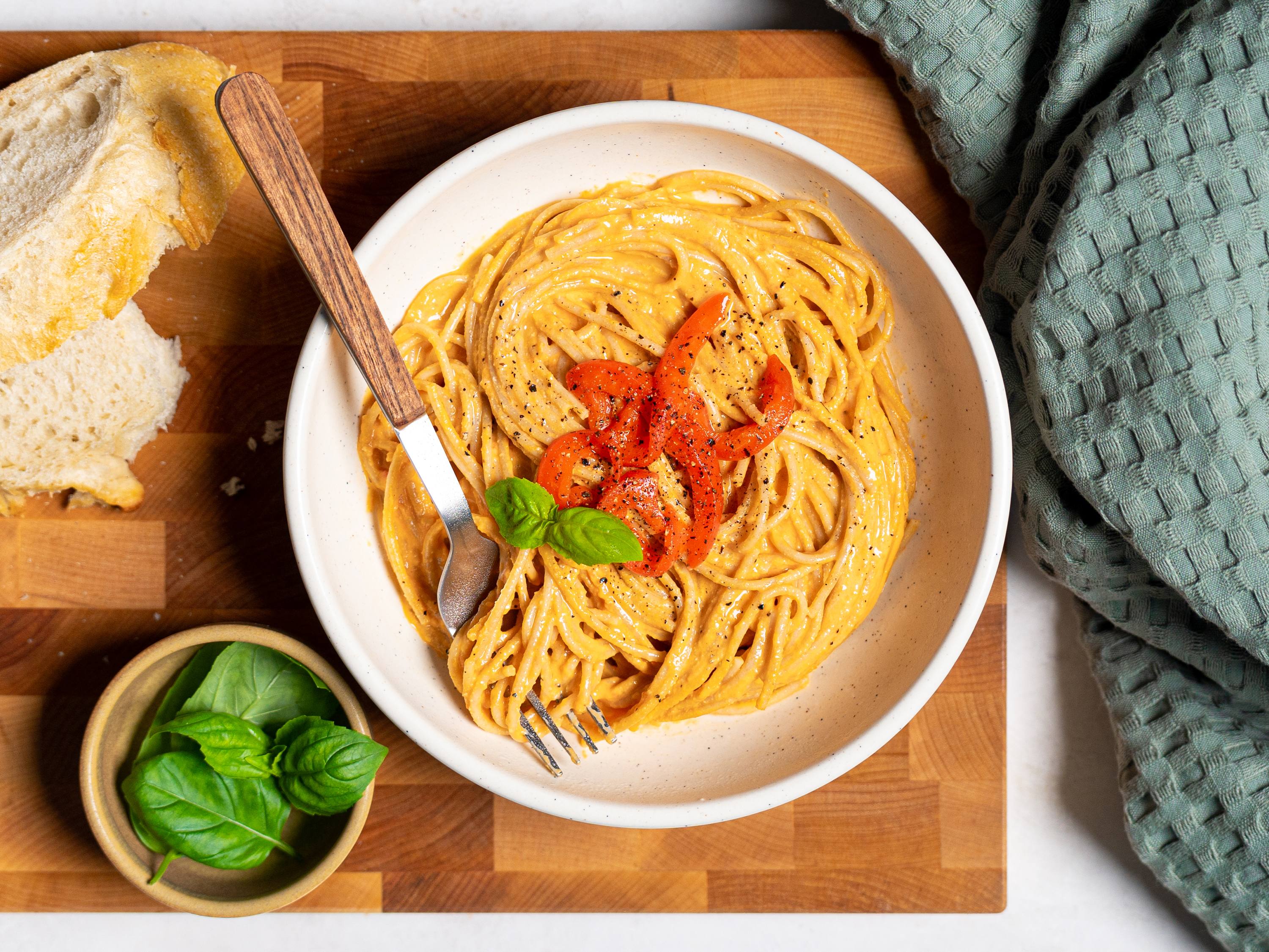 The Happy Pear's Creamy Roasted Red Pepper Pasta Savory