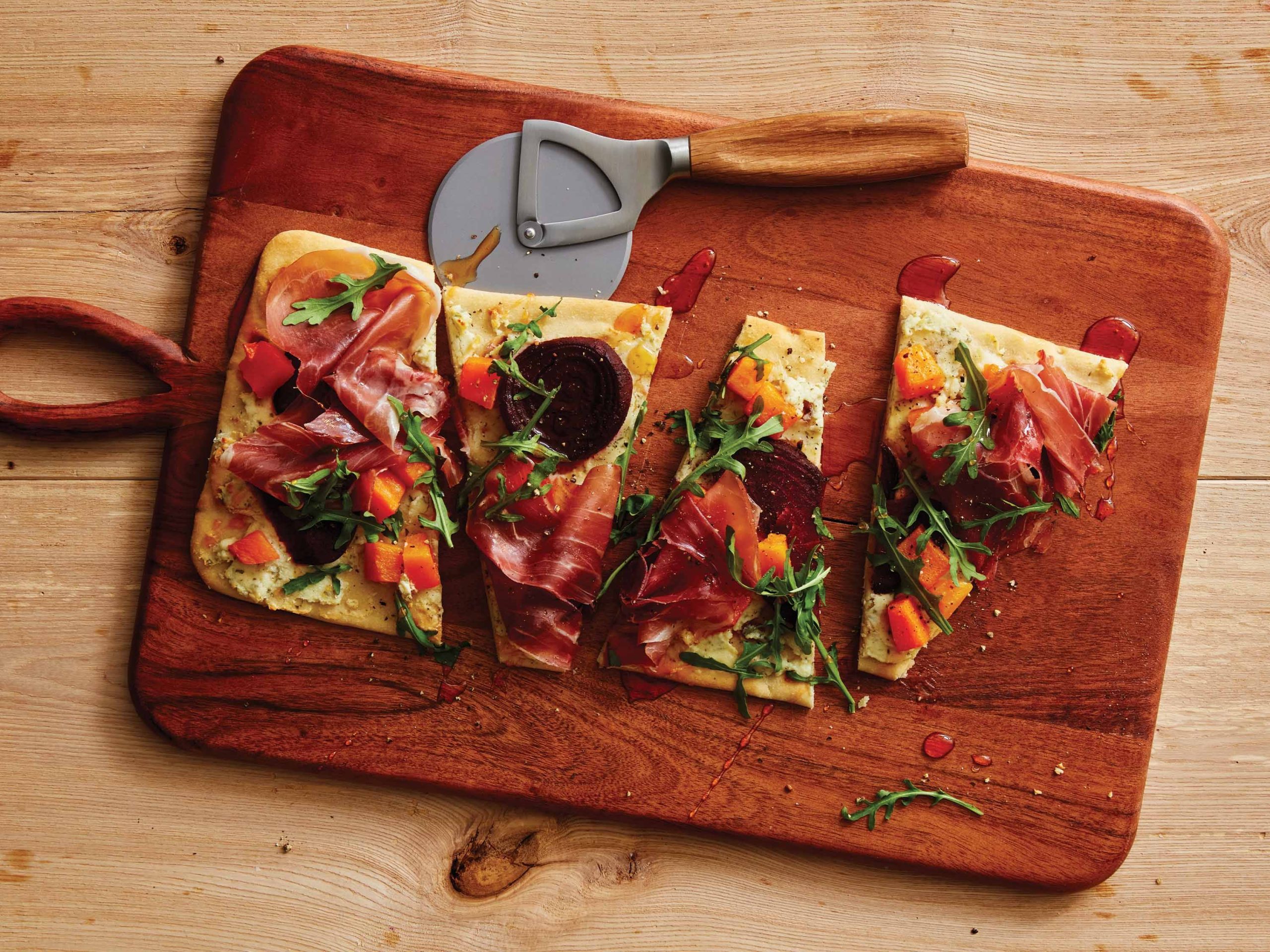 Beet and Squash Flatbreads with Prosciutto | Savory